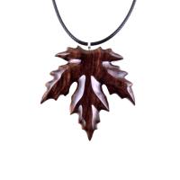 Hand Carved Wooden Leaf Pendant, Maple Leaf Necklace, Woodland Jewelry for Men or Women, Wood Jewelry Gift for Him Her