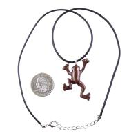 Hand Carved Wooden Frog Pendant Necklace, Animal Wood Jewelry Gift for Men or Women