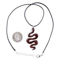 Snake Necklace for Men or Women, Hand Carved Wooden Snake Pendant, Wood Serpent Necklace, Totem Reptile Jewelry