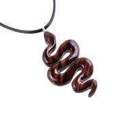 Snake Necklace for Men or Women, Hand Carved Wooden Snake Pendant, Wood Serpent Necklace, Totem Reptile Jewelry