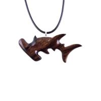 Hammerhead Shark Necklace, Hand Carved Wooden Shark Pendant, Mens Wood Jewelry, Nautical Necklace, Gift for Him