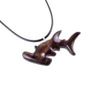 Hammerhead Shark Necklace, Hand Carved Wooden Shark Pendant, Mens Wood Jewelry, Nautical Necklace, Gift for Him