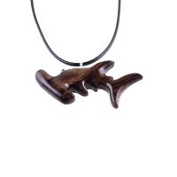 Hammerhead Shark Necklace, Hand Carved Wooden Shark Pendant, Mens Wood Jewelry, Nautical Necklace, Gift for Him