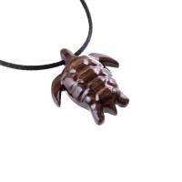 Sea Turtle Necklace, Hand Carved Wooden Turtle Pendant, Mens Wood Necklace, Nautical Pendant, One of a Kind Gift for Him