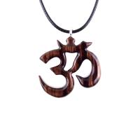 Hand Carved Ohm Necklace, Wooden Om Pendant, Yoga Jewelry for Men Women, Namaste Wood Gift for Him or Her