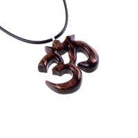 Hand Carved Ohm Necklace, Wooden Om Pendant, Yoga Jewelry for Men Women, Namaste Wood Gift for Him or Her