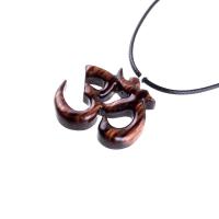 Hand Carved Ohm Necklace, Wooden Om Pendant, Yoga Jewelry for Men Women, Namaste Wood Gift for Him or Her