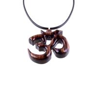 Hand Carved Ohm Necklace, Wooden Om Pendant, Yoga Jewelry for Men Women, Namaste Wood Gift for Him or Her