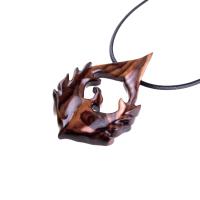 Phoenix Necklace for Men or Women, Hand Carved Wooden Phoenix Rising Pendant, Wood Firebird Necklace, Inspirational Jewelry Gift for Him Her
