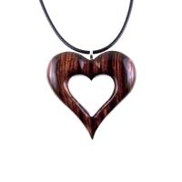 Wooden Heart Pendant, Hand Carved Wood Heart Necklace, 5th Anniversary Gift for Her, One of a Kind Handmade Jewelry
