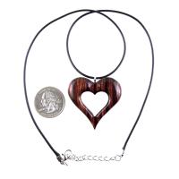 Wooden Heart Pendant, Hand Carved Wood Heart Necklace, 5th Anniversary Gift for Her, One of a Kind Handmade Jewelry
