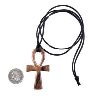 Large Ankh Pendant, Wood Egyptian Ankh Necklace, Wooden Cross Ankh Pendant, Mens African Jewelry, Gift for Him
