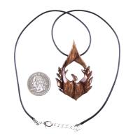Phoenix Necklace, Hand Carved Wooden Firebird Pendant for Men or Women, Fantasy Bird Wood Jewelry, Inspirational Gift