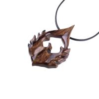 Phoenix Necklace, Hand Carved Wooden Firebird Pendant for Men or Women, Fantasy Bird Wood Jewelry, Inspirational Gift