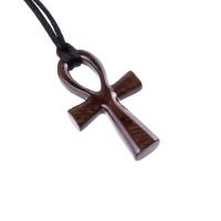 Ankh Necklace, Hand Carved Wooden Ankh Pendant for Men or Women, Egyptian Cross Necklace, Egyptian Jewelry Gift for Him Her
