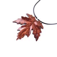 Maple Leaf Necklace, Hand Carved Wooden Leaf Pendant, Woodland Necklace, One of a Kind Wood Jewelry, Gift for Her or Him