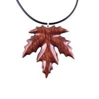 Maple Leaf Necklace, Hand Carved Wooden Leaf Pendant, Woodland Necklace, One of a Kind Wood Jewelry, Gift for Her or Him