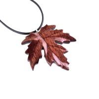 Maple Leaf Necklace, Hand Carved Wooden Leaf Pendant, Woodland Necklace, One of a Kind Wood Jewelry, Gift for Her or Him