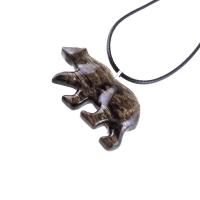 Polar Bear Necklace, Hand Carved Wooden Bear Pendant for Men or Women, Totem Spirit Animal, Wood Jewelry, One of a Kind Gift for Him Her