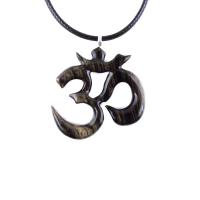 Hand Carved Om Pendant for Men or Women, Wooden Ohm Necklace, Yoga Gift for Him or Her, Aum Wood Jewelry