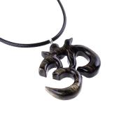 Hand Carved Om Pendant for Men or Women, Wooden Ohm Necklace, Yoga Gift for Him or Her, Aum Wood Jewelry
