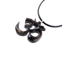 Hand Carved Om Pendant for Men or Women, Wooden Ohm Necklace, Yoga Gift for Him or Her, Aum Wood Jewelry