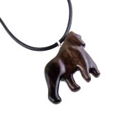Gorilla Necklace, Hand Carved Wooden Gorilla Pendant, Animal Necklace, Gift for Him, Mens Wood Jewelry in Black with Brown Streaks