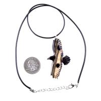 Hand Carved Crow Pendant, Raven Necklace, Wooden Raven Pendant, Wood Crow Necklace, Totem Spirit Animal Jewelry Gift for Him Her