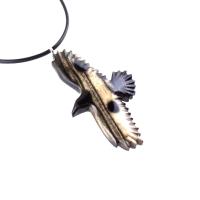 Hand Carved Crow Pendant, Raven Necklace, Wooden Raven Pendant, Wood Crow Necklace, Totem Spirit Animal Jewelry Gift for Him Her