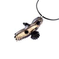 Hand Carved Crow Pendant, Raven Necklace, Wooden Raven Pendant, Wood Crow Necklace, Totem Spirit Animal Jewelry Gift for Him Her