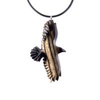 Hand Carved Crow Pendant, Raven Necklace, Wooden Raven Pendant, Wood Crow Necklace, Totem Spirit Animal Jewelry Gift for Him Her
