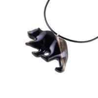 Bear Necklace, Hand Carved Wooden Grizzly Bear Pendant for Men or Women, Woodland Jewelry, Spirit Animal Totem