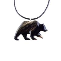 Bear Necklace, Hand Carved Wooden Grizzly Bear Pendant for Men or Women, Woodland Jewelry, Spirit Animal Totem