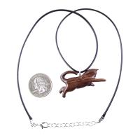 Hand Carved Cat Pendant Necklace, Wooden Kitten Pet Lover Gift, Handmade Wood Jewelry for Men and Women