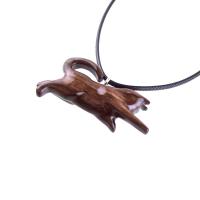 Hand Carved Cat Pendant Necklace, Wooden Kitten Pet Lover Gift, Handmade Wood Jewelry for Men and Women
