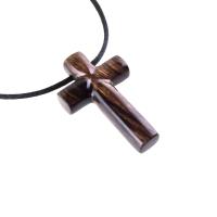 Wood Cross Necklace, Hand Carved Wooden Cross Pendant, Christian Jewelry for Men, One of a Kind Gift for Him