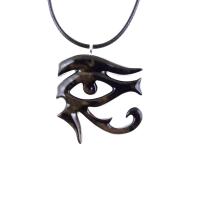 Eye of Horus Necklace, Hand Carved Wooden Eye of Horus Pendant, Eye of Ra Egyptian Amulet for Men or Women