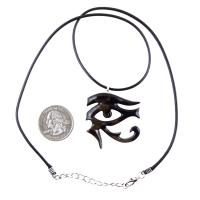 Eye of Horus Necklace, Hand Carved Wooden Eye of Horus Pendant, Eye of Ra Egyptian Amulet for Men or Women