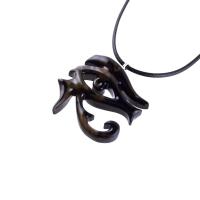 Eye of Horus Necklace, Hand Carved Wooden Eye of Horus Pendant, Eye of Ra Egyptian Amulet for Men or Women