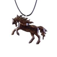 Horse Necklace, Hand Carved Wooden Horse Pendant for Men or Women, Equine Jewelry, Spirit Animal Wood Pendant
