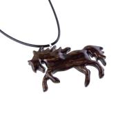 Horse Necklace, Hand Carved Wooden Horse Pendant for Men or Women, Equine Jewelry, Spirit Animal Wood Pendant