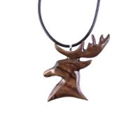 Hand Carved Stag Necklace, Wooden Deer Pendant, Buck Head Necklace, Spirit Animal Totem Gift for Him, Woodland Mens Jewelry