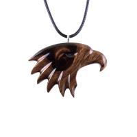 Wooden Eagle Head Pendant, Hand Carved Mens Wood Necklace, Spirit Animal Totem Bird Jewelry, One of a Kind Handmade Gift for Him