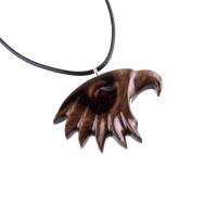 Wooden Eagle Head Pendant, Hand Carved Mens Wood Necklace, Spirit Animal Totem Bird Jewelry, One of a Kind Handmade Gift for Him