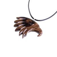 Wooden Eagle Head Pendant, Hand Carved Mens Wood Necklace, Spirit Animal Totem Bird Jewelry, One of a Kind Handmade Gift for Him