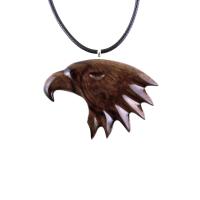 Wooden Eagle Head Pendant, Hand Carved Mens Wood Necklace, Spirit Animal Totem Bird Jewelry, One of a Kind Handmade Gift for Him