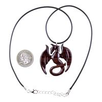 Dragon Necklace for Men or Women, Wooden Dragon Pendant, Hand Carved Wood Fantasy Jewelry, One of a Kind Gift for Him Her