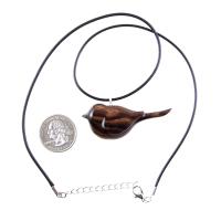 Chickadee Necklace, Hand Carved Wooden Bird Pendant, Wood Bird Jewelry, One of a Kind Gift for Her