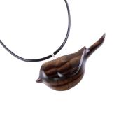 Chickadee Necklace, Hand Carved Wooden Bird Pendant, Wood Bird Jewelry, One of a Kind Gift for Her