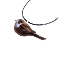 Chickadee Necklace, Hand Carved Wooden Bird Pendant, Wood Bird Jewelry, One of a Kind Gift for Her